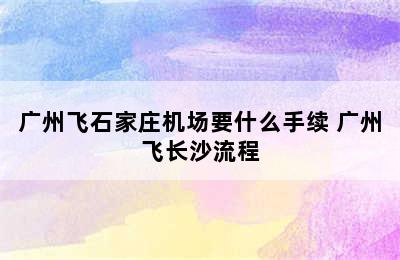 广州飞石家庄机场要什么手续 广州飞长沙流程